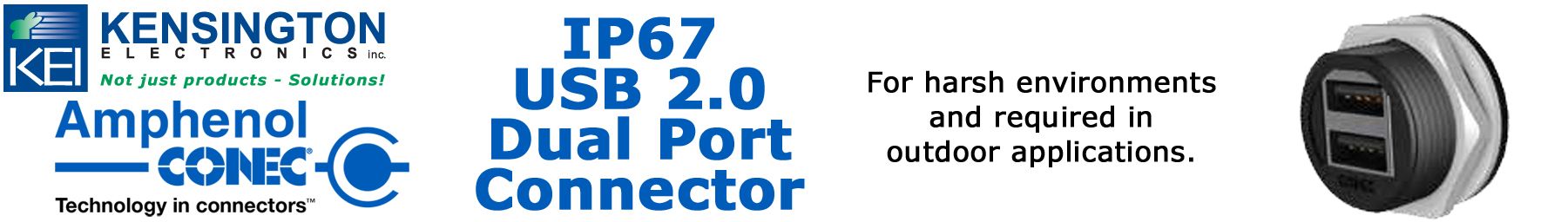 Conec's IP67 USB 2.0 Dual Port connector